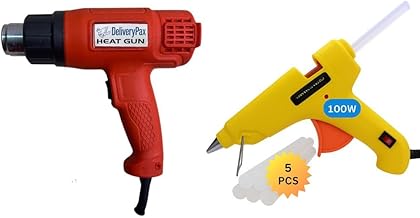 2000W Heat Gun with 100W Glue Gun & 5 Glue Sticks | Adjustable Temperature | Ideal for Industrial Use, Shrink Wrap, PVC, Paint Removal & DIY (Heat Gun + Glue Gun + 5 Glue sticks)