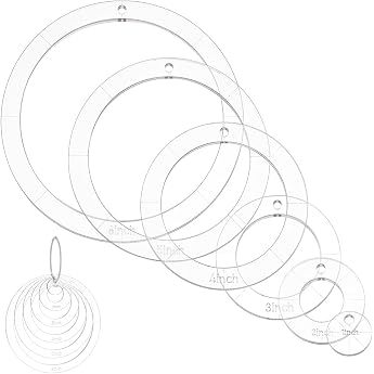 NBEADS Pack of 6 Circle Quilting Acrylic Stencil 1/2/3/4/5/6 Inch Diameter Quilting Stencils with Binder Hinge Rings Round Sewing Quilting Stencils for Patchwork DIY Crafts Decoration