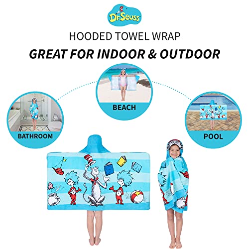Image of Dr. Seuss Cat In The Hat Bath /Pool /Beach Soft Cotton Terry Hooded Towel Wrap, 24 in x 50 in, By Franco Kids