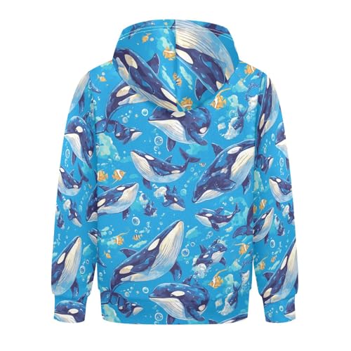 Killer Whale on Blue Toddlers and Girls' Sweatshirts Sweater Fashion Hoodie with Kangaroo Pocket2