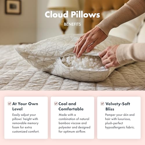 Image of Nuzzie (2 Pack) Cloud Pillow Premium Soft Eco-Conscious Adjustable Memory Foam Pillow for Perfect Comfort (2 Pillows) King