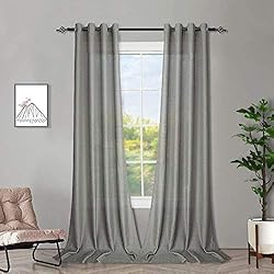 Cortina Gris Translucida Melodieux Cortinas Visillos Grises para Salón Cortinas Translúcidas Dormitorio 2 Piezas, 140x245cm