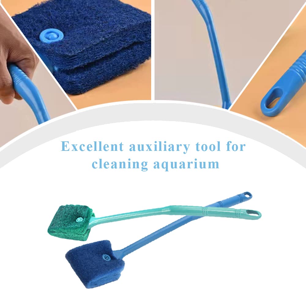 4 Pcs Eponge Aquarium Nettoyage,Éponge Aquarium avec Manche Long de 40cm,Brosse de Nettoyage D'algues avec 2 Chiffons nettoyage,Accessoires de nettoyer la Vitre pour aquarium