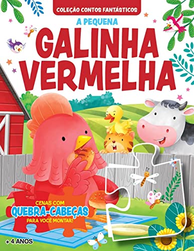 Coleção Contos Fantásticos - A Pequena Galinha Vermelha | Livro Quebra-Cabeça