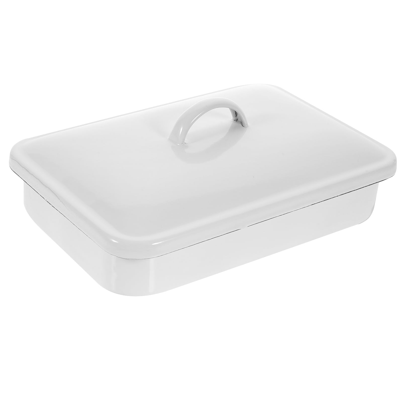 Teglia Resistente al Calore da Forno Smaltata Bianca 30x20 Cm 4 Fulcri Pratici per tè Pomeridiano e Dolci per Feste