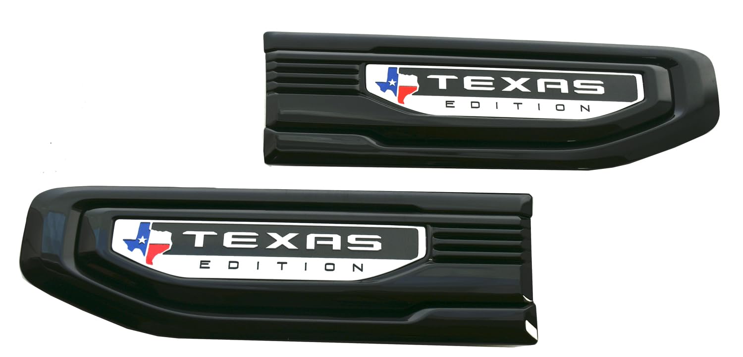 Coppia di emblemi di ventilazione Texas Edition 3D per lato conducente e passeggero, compatibili con Sierra GM 85160715 86532094 2019-2025 (linea nera)