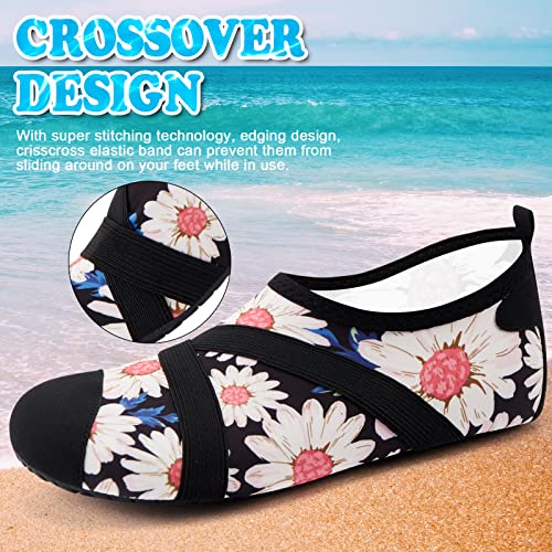 VIFUUR Womens Mens Water Shoes Barefoot Quick Dry Aqua Socks for Beach Swim Yoga Outdoor Sports Blackpink Daisy-36/37 — view 2