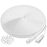 50 ft Ethernet Cable Cat6 Network Cable for PS4/Xbox,Flat Internet Cord with Clips&RJ45 Snagless Connector,High Speed faster than Cat5e Cat5 Computer Lan Wire for Network Switch,Coupler,Modem