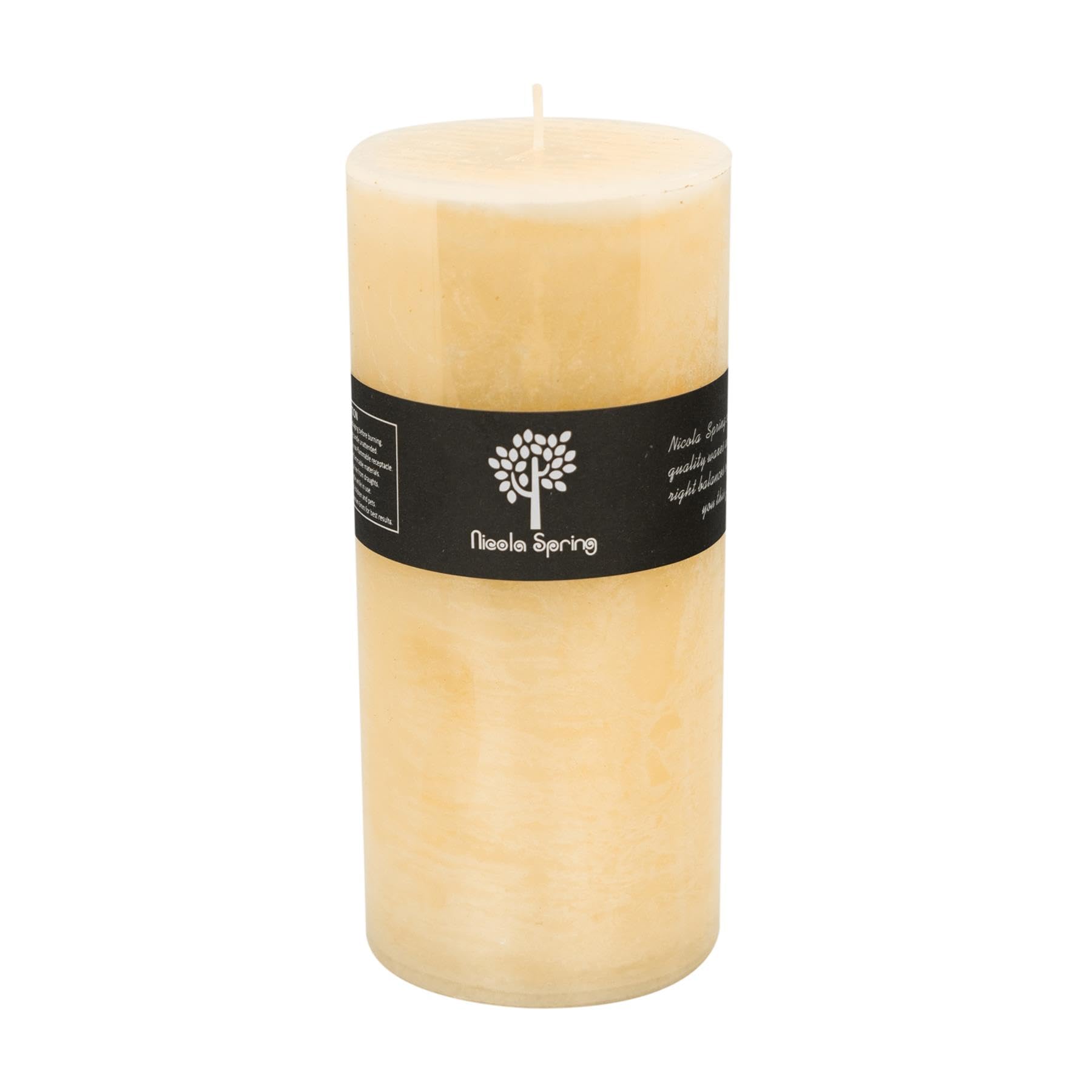 Nicola Spring Scented Pillar Candle - Vanilla Scent - 140 Hour Burning Time - Vanilla Candles Ivory Round Pillar Aromatherapy for Home Fragrance, Kitchen, Living Room, Bedroom