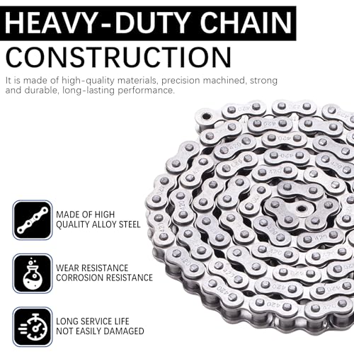 Image of Heavy-Duty 420 Drive Chain - 120 Links for Various 50cc 70cc 90cc 110cc 125cc150cc ATVs, Quads, Go-Karts & Mini Bikes