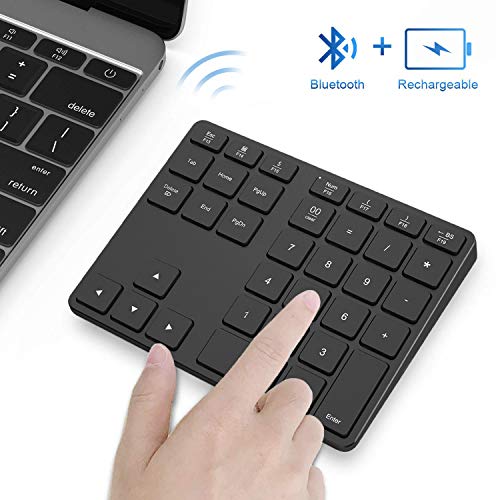 Bluetooth Number Pad, Acedada Programmable Aluminum Rechargeable Wireless Bluetooth Numeric Keypad Slim 35-Keys