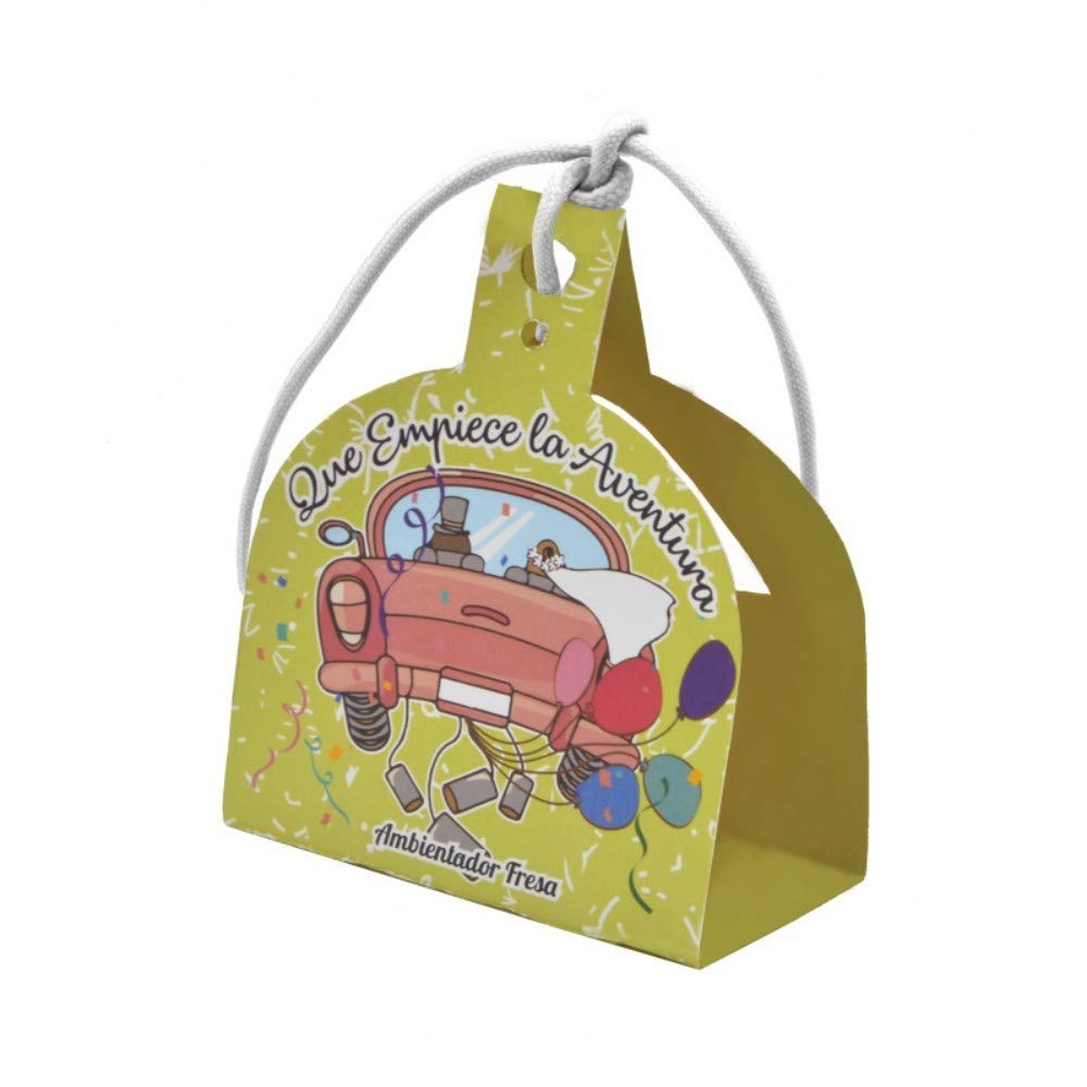 Lote de 20 Ambientadores con Aromas a Elegir para Coche con Cartón. Fragancias. Perfumes y Mikados. Regalos Originales. Detalles de Bodas, Comuniones, Bautizos y Eventos. CC (FRESA)