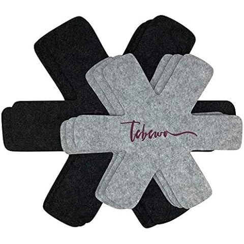Tebewo Set of 6 3 mm Pan Protectors, Felt Coasters, 3 x 38 cm + 3 x 28 cm, Pan Protection, Stacking Protection, Pot Protection Against Scratching of Surface, Pans Gently Stacking, Felt Protector Cover