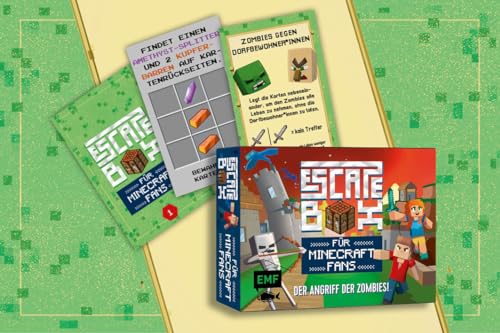 Edition Michael Fischer GmbH Die Escape-Box für Minecraft-Fans: Der Angriff der Zombies!: Die Zeit läuft - schafft Ihr es die Rätsel zu lösen, um euer Dorf zu retten? Für 2-5 Kinder ab 7 Jahren