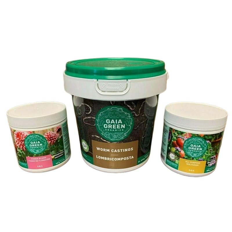 Gaia Green Combo - Power Bloom 2-8-4 500g, All Purpose 4-4-4 500g, & Worm Casting 2L
