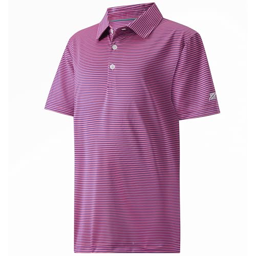 Image of Boys Polo Shirts Short Sleeve Striped Performance Moisture Wicking Dry Fit Golf Shirts for Boys Youth Kids