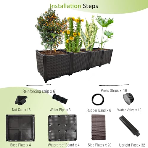 TDDSS Large Planters for Outdoor Plants Rectangular Raised Garden Bed Elevated Planter Boxes Patio Balcony Deck for Planting Flowers, Vegetables, Tomatoes, and Herbs by TDDSS - Used condition - Image 6