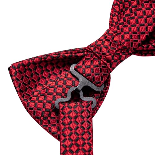 Image of Dubulle Mens Paisley Striped Bowtie Set Pre-tied Bowtie for Men and Pocket Square Set Wedding Business