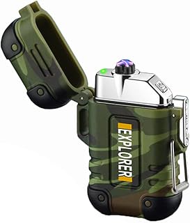 Isqueiro de Plasma Recarregável USB Portátil a Prova D´agua Acendedor de Arco Duplo Elétrico a Prova de Vento Ar Livre Com Cordão Apito De Emergência Ideal Para Acampamentos Linha PREMIUM SYANG