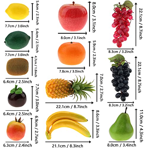 Meiwlong 13 Pcs Artificial Lifelike Fruits Decoration Home Party Faux Pineapple Banana Grape Lemon Orange Apple Mangosteen Pomegranate Pear Ornament Combination #TOP3