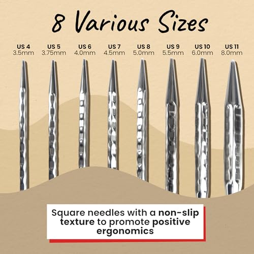 Image of skacel by addi addiClick Interchangeable Knitting Needles Set, Circular Needle Kit with Short Rocket 2 (Squared) Plated Brass Tips and Nylon Cords