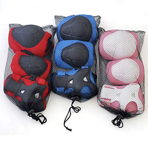 Kids Sports Protective Gear, Children Knee Pads Elbow Pads Wrist Guards Set for Skating Cycling Bike and Other Outdoor Sports (Pink) - Thumbnail 5