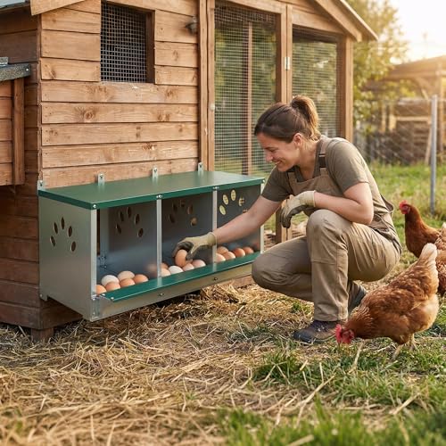 8 Compartment Chicken Nesting Boxes,for Laying Eggs, Metal Poultry Nest