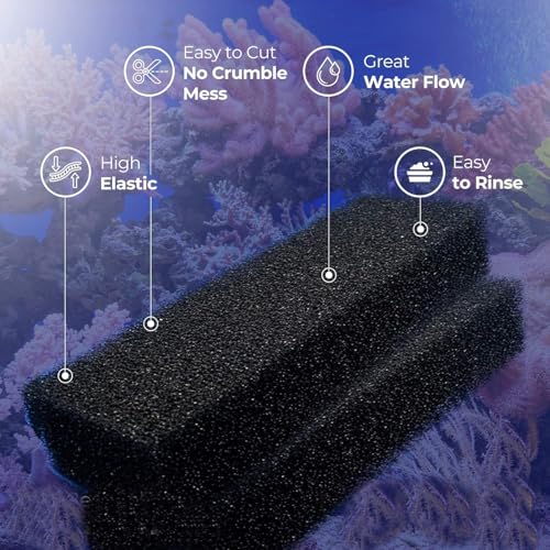 Image of DESPACITO Fish Tank Filter Sponge Aquarium Filter Pad Cotton for Fish Tank Washable & Reusable Biochemical Sponge Filter for Aquarium Filter Media Accessories Filtration Foam (Black, (64 * 12 cm))
