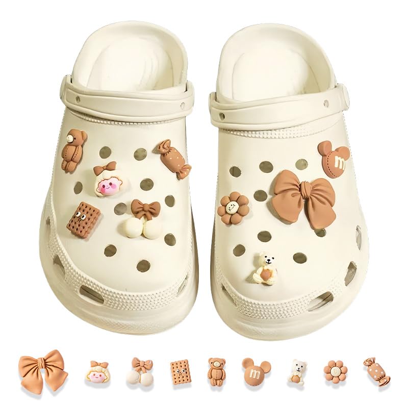 XFSRG Accesorios Crocs Para Decoración De Zapatos Pines Para Crocs PVC Charms Adorables Accesorios Para Adultos Y Niños(Marrón)