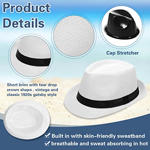 Image of Lasnten 16 Pcs Fedora Style Hat Bulk Men 1920s Gangster Short Brim Panama Cap Women Party Costume, Circumference 60 cm(Multicolor)