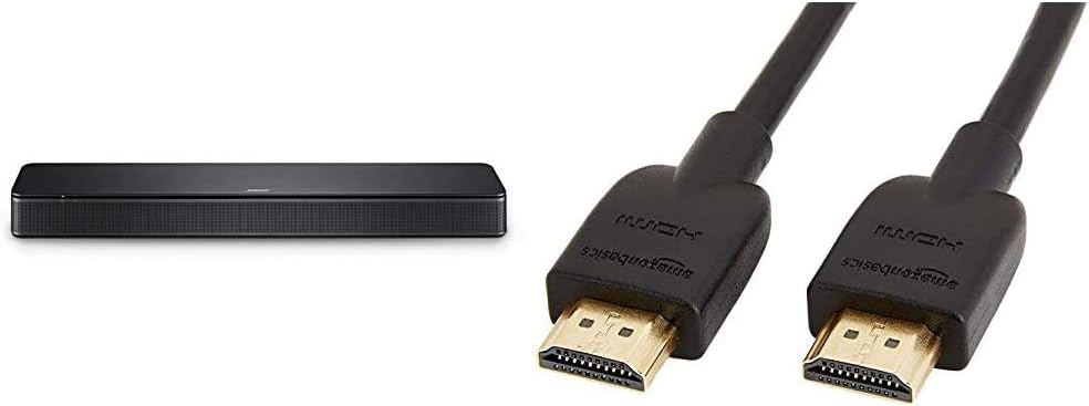 Bose TV Speaker Sound Wall Mount Soundbar, Bluetooth Black & Amazon Basics 0.9m HDMI Cables, Black