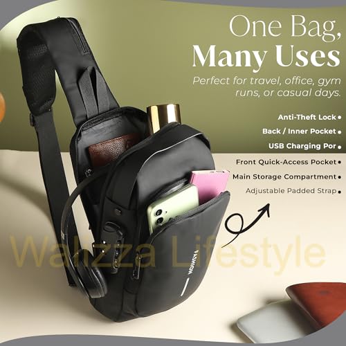 Image of Sling Bag for Men & Women- Crossbody Sling Bag for Travel, Cycling & Hiking | Waterproof Shoulder Bag with Compartment and Zipper Pockets