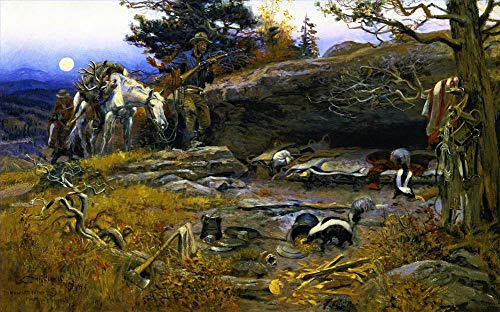 Peintures sur toile Charles Marion Russell - Peinture à l'huile de cowboy fait main -04