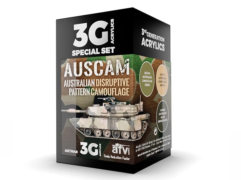 Ak Interactive Black,Green Ak Acrylics 3Gen Avf Set Ak11649 Auscam Colors Set 3G (3X17ml)