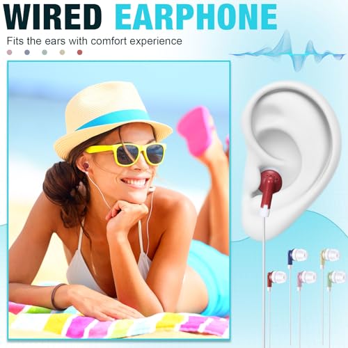 Image of Konohan 100 Pack Wired Earbuds Bulk, Multicolor 3.5mm Jack Earphones for Students, Classroom Headphones for School, Library, Museum, Testing, Laptop, Tablet(Mixed Colors)