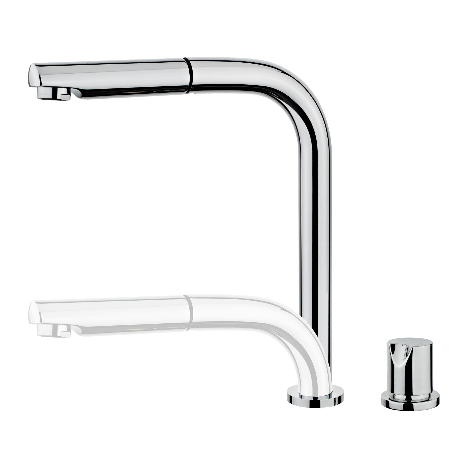 TEKA Grifo Cocina Monomando, Caño Bajo Retráctil, Maneral Extraíble, Giratorio, Aireador Anticalcáreo, Latiguillos Flexibles 3/8”, Cromo, Modelo AUK 983