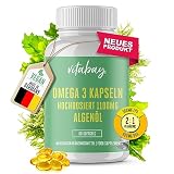 Vitabay Omega 3 Kapseln hochdosiert VEGAN - 60 Omega 3 vegan Kapseln 1100mg (2 am Tag) - Algenöl mit DHA EPA - Omega 3 Algenöl Omega3 Kapseln vegan Omega 3 hochdosiert Omega 3 Omega-3-Kapseln Alge