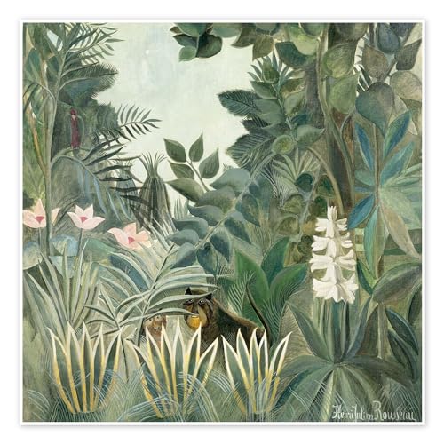 Jungle équatoriale Poster de Henri Rousseau 60 x 60 cm Vert Tableaux Décoration murale