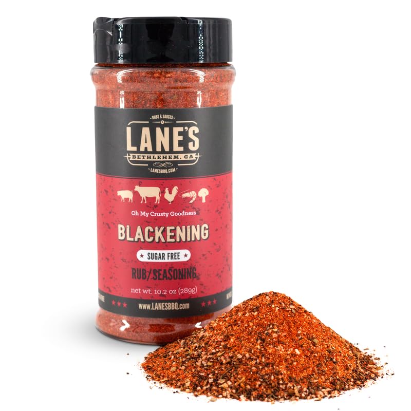 Lane's Condimento ennegrecedor Condimento ennegrecido totalmente natural de primera calidad para pescado, pollo y carne de res, sabor cajún audaz