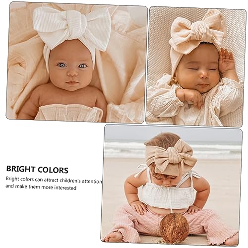 Vaguelly 2Pcs Hair Bow Headbands Elastic Hairbands with Large Butterfly Knot Soft Waffle Knit Comfortable Fit for Newborn for Birthday Shower Family Photos2