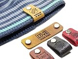 Personalized leather labels with Rivet for handmade items, Knitting beanie tags