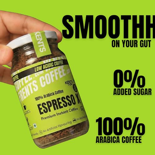 Image of Kents Coffee Non Flavour Combo - Classic & Espresso X Instant Coffee 2 x 50g Jars | LOW ACIDIC COFFEE COMBO | 1 Medium Roast x 1 Dark Roast |100% Arabica Coffee | No Added Sugar | 90 Cups Serves | CHIKMAGALUR | NO Flavour | Perfect for Hot & Cold Cups | Espresso, Latte & Flavoured Brew