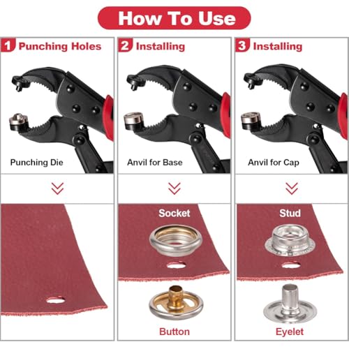 Outil de Fixation à Pression Robuste avec Kit Boutons pour Tissu Épais et Bricolage - 7