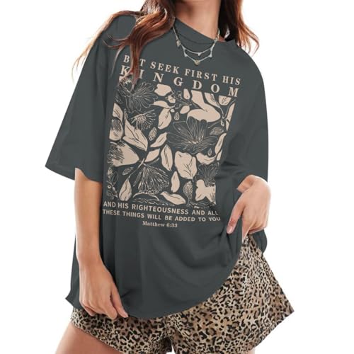 Oversized Christian Faith Shirts for Women Jesus Bible Verse Tshirts Wildflower Floral Boho Shirt Vintage Graphic Tee3