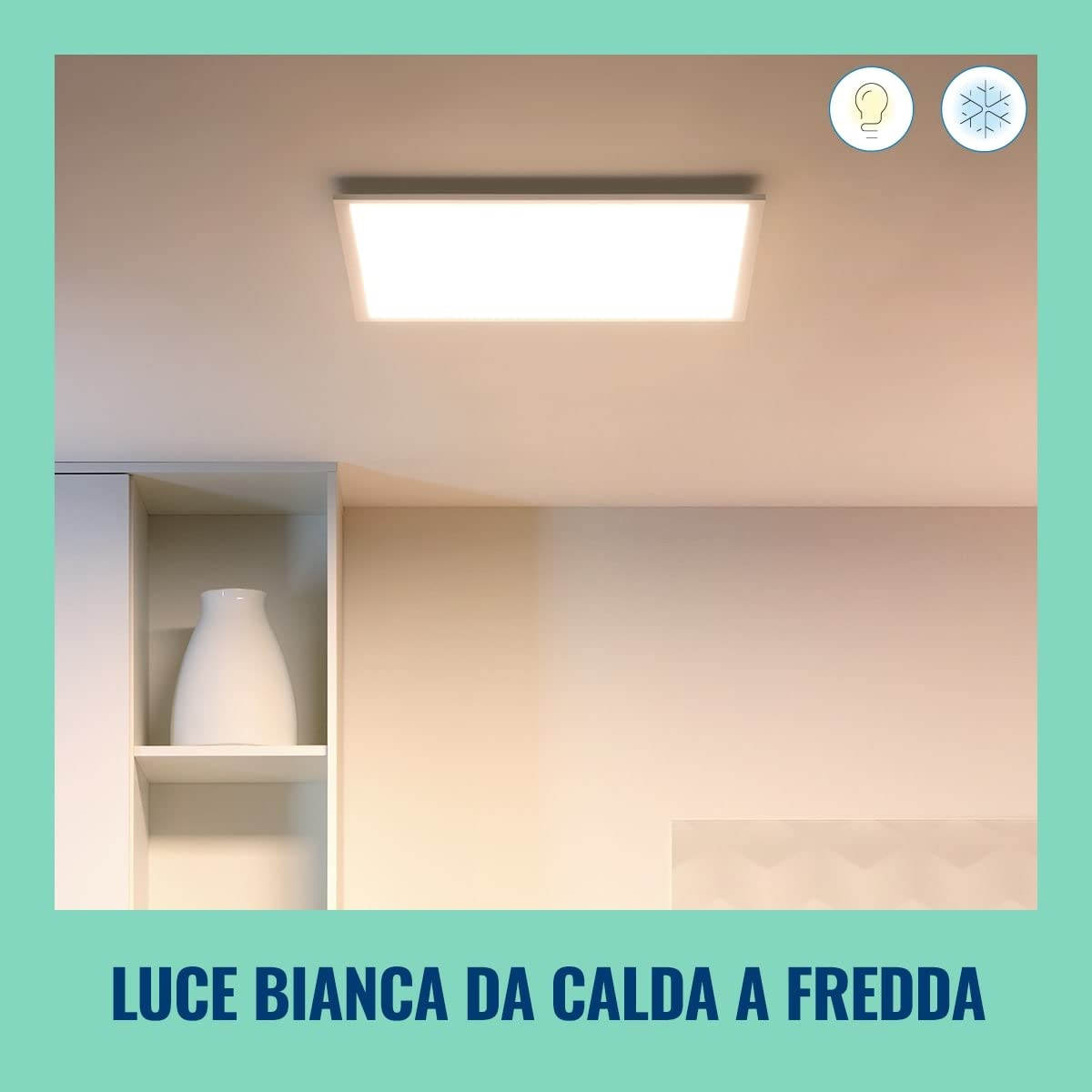 WiZ Plafoniera quadrata smart WiFi, Bianco | Luce bianca da calda a fredda, 36 W, Tecnologia SpaceSense, Controllo vocale, Compatibile con Alexa e Google, Smart Home