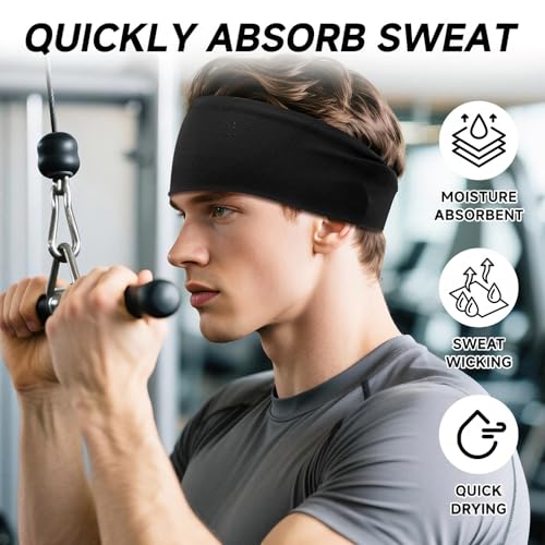 Image of Sweat Headbands for Men,6 Pack Workout Sports Hairband for Gym, Ideal for Fitness,Running,Cycling,Hike