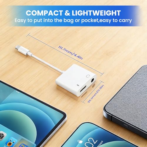 Image of Verilux 2 in 1 Lighting to 3.5mm Adapter with Charging & Audio for iPhone, Lighting to 3.5 mm Jack Headphone Splitter, Supports Hi-Res Lossless Sound, Compatible with iPhone 14 /13 /12 /11 /XS /XR /8 /7