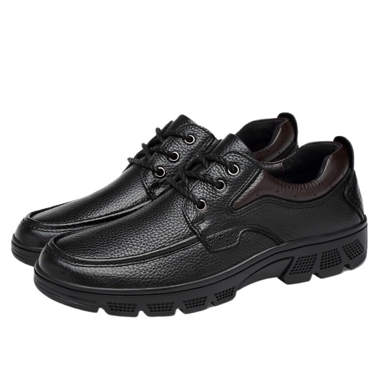 Men Low Top Non Slip Walking Shoes Classic Lace Up Work PU Leather Shoes Platform Height Increase Oxford2