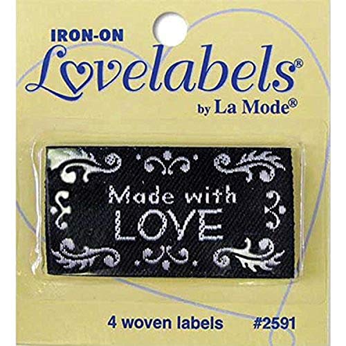 Blumenthal Lansing Iron-On Lovelabels Chipboard, Made with Love, Black