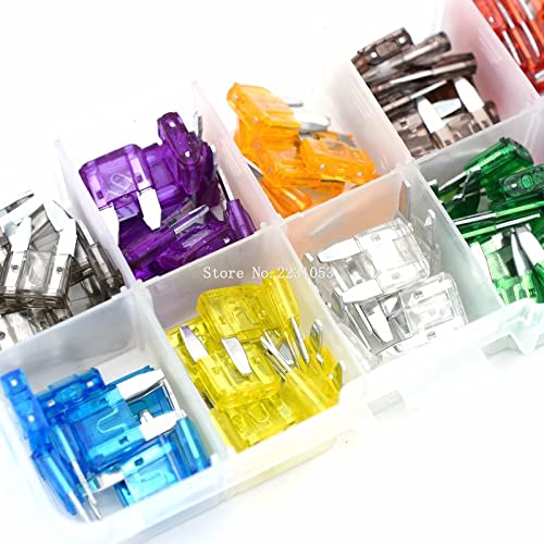 Fusibles Kit de fusibles pequeños 100PCS Auto Automotriz Coche Barco Camión Hoja Caja de fusibles Conjunto Surtido, 2A 3A 5A 7.5A 10A 15A 20A 25A 30A 35A